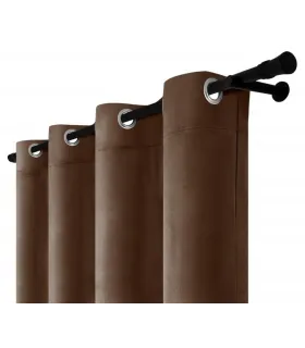 Sametový záves s kroužky – Mocha Elegance, tmavě hnědá