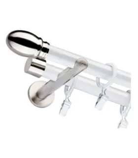 Dvojitá 19mm biela leskla koncovka Beluno efekt nerez