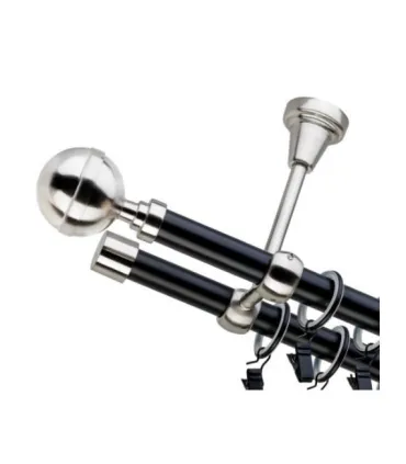 Dvojitá 19mm matná čierna koncovka Kalisto efekt nerez