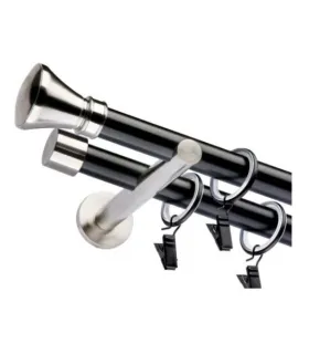 Dvojitá 19mm matná čierna koncovka Koloseo efekt nerez