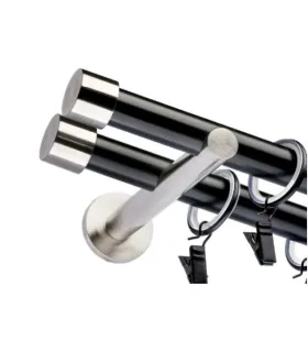 Dvojitá 19mm matná čierna koncovka Pullo efekt nerez