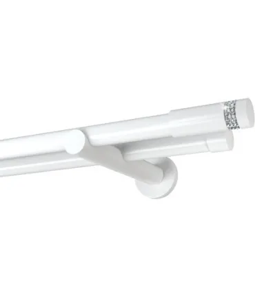 Dvojitá 19mm biela leskla koncovka Cylinder crystal