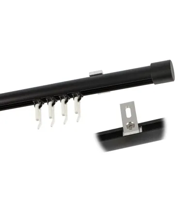 Jednoduchá garniža hl. profil BLACK koncovka Pullo