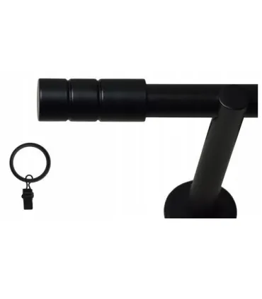 Jednoduchá 25mm matná čierna koncovka Cylinder hladky