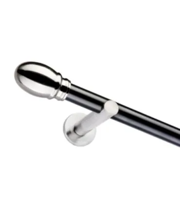 Jednoduchá 25mm matná čierna tyč koncovka Gula efekt nerez