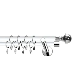 Dvojitá 19mm biela leskla koncovka Boston efekt nerez