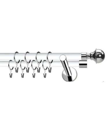 Dvojitá 19mm biela leskla koncovka Boston efekt nerez