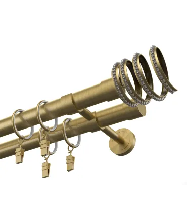 Kovová dvojitá garnýž EXCLUSIVE Antik Ø 28 mm - Crystal Spiral