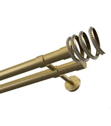 Kovová dvojitá garnýž EXCLUSIVE Antik Ø 28 mm - Crystal Spiral