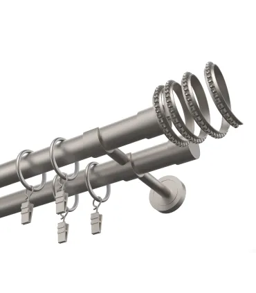 Kovová dvojitá garnýž EXCLUSIVE Satyn Ø 28 mm - Crystal Spiral