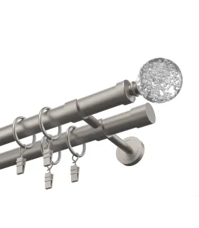 Kovová dvojitá garnýž EXCLUSIVE Satyn Ø 28 mm - Crystal