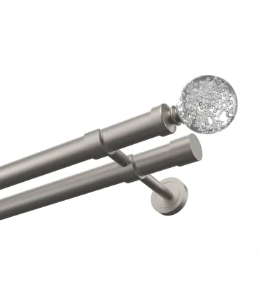 Kovová dvojitá garnýž EXCLUSIVE Satyn Ø 28 mm - Crystal