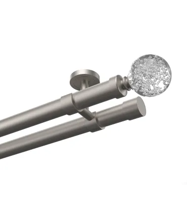 Kovová dvojitá garnýž EXCLUSIVE Satyn Ø 28 mm - Crystal