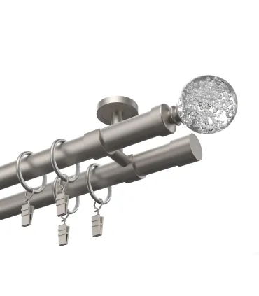 Kovová dvojitá garnýž EXCLUSIVE Satyn Ø 28 mm - Crystal