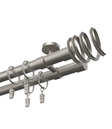 Kovová dvojitá garnýž EXCLUSIVE Satyn Ø 28 mm - Crystal Spiral