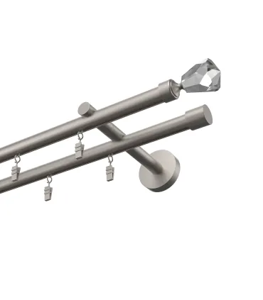 Profilová hliníková garnýž dvojitá Elegant satin Crystal cone