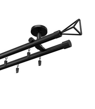 Profilová hliníková garnýž dvojitá Elegant černá Geometrik