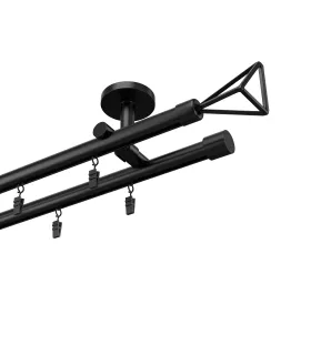 Profilová hliníková garnýž stropní dvojitá Elegant černá Geometrik