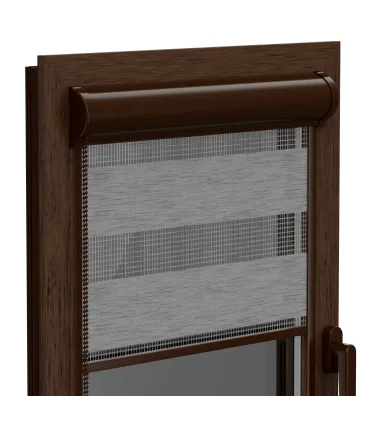 Roleta Den a Noc v hliníkové hnědé kazetě Elite řada pařížská šedá