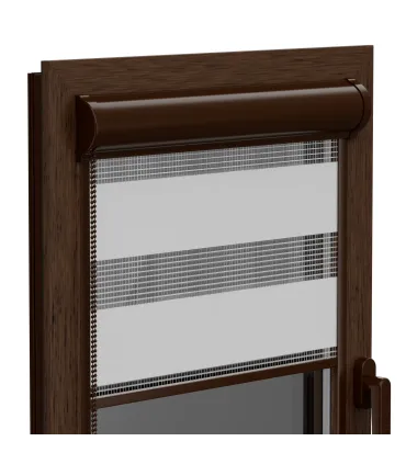 Roleta Den a Noc v hliníkové hnědé kazetě Elite řada skandinávská bílá