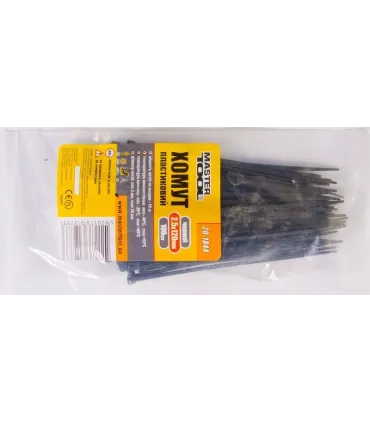 Stahovací páska na kabely, nylon MASTERTOOL 2,5*120 mm, 100 ks balení černá 20-1844