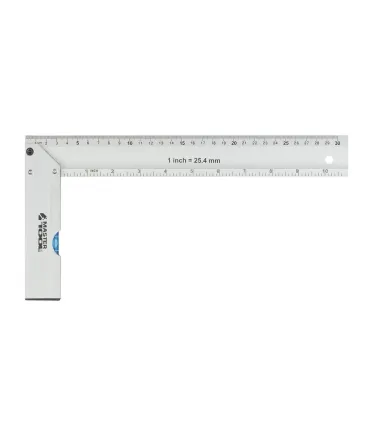 Úhelník truhlářský hliníkový MASTERTOOL 300 mm, libely 0,5 mm/m 0,03° 30-4300