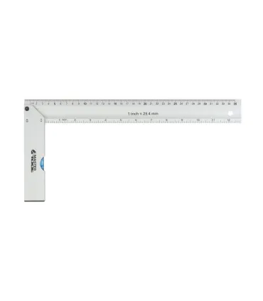 Úhelník truhlářský hliníkový MASTERTOOL 350 mm, libely 0,5 mm/m 0,03° 30-4350