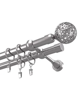 Kovová garnýž efekt-nerezová ocel dvojitá Ø 19 mm - Gula Modern