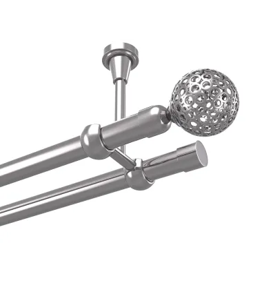 Kovová garnýž efekt-nerezová ocel dvojitá Ø 19 mm - Gula Modern