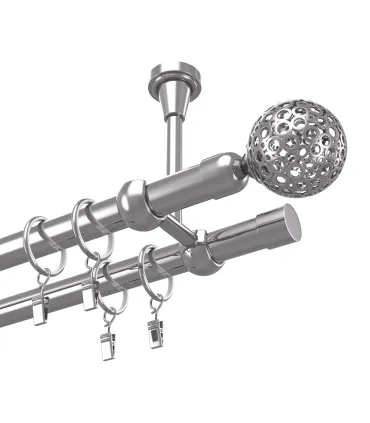 Kovová garnýž efekt-nerezová ocel dvojitá Ø 19 mm - Gula Modern