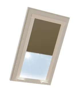 Roleta termoizolační na střešní okno VELUX v hliníkové kazetě Hnědá