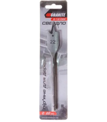 Vrtak do dřeva GRANITE plochý 22*152 mm 1/4" šestihranná stopka 2-12-022