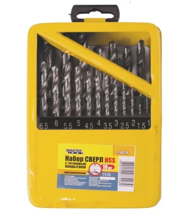 Sada vrtáků do kovu MASTERTOOL 19 ks HSS 1-10 mm metal box WHITE 11-0119