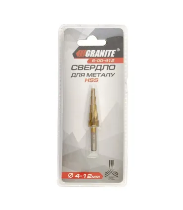 Vrták do kovu GRANITE stupňový spirálový HSS TiN 4 - 12 mm 5 stupňů 6-00-412