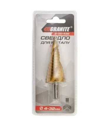 Vrták do kovu GRANITE stupňový spirálový HSS TiN 4 - 32 mm 15 stupňů 6-00-432