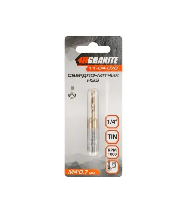 Vrták šestiúhelníková stopka GRANITE vrtačka HSS M4*0.7 mm, závit šroubový kohoutek DIN338 11-04-070