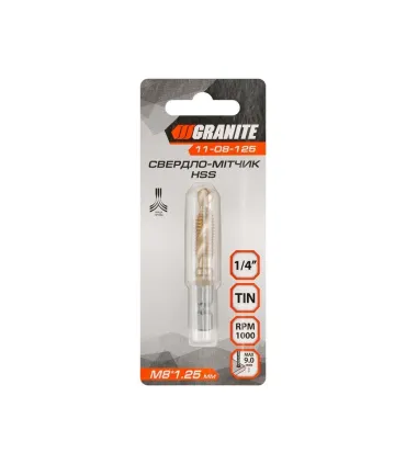 Vrták šestiúhelníková stopka GRANITE vrtačka HSS M8*1.25 mm, závit šroubový kohoutek DIN338 11-08-125