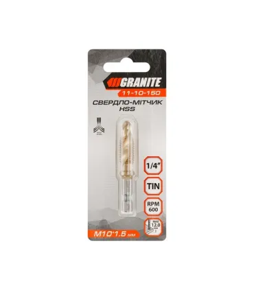 Vrták šestiúhelníková stopka GRANITE vrtačka HSS M10*1.5 mm, závit šroubový kohoutek DIN338 11-10-150