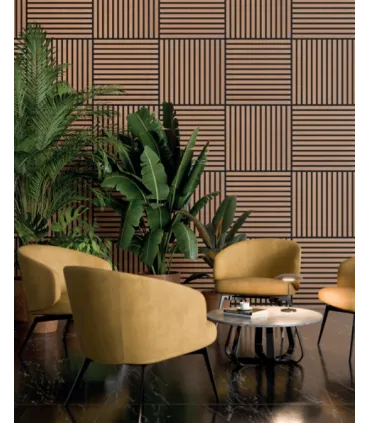 Dřevěný akustický panel z tmavého dubu 52x52cm