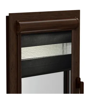 Roleta Den a Noc v hliníkové hnědé kazetě Elite řada černá hedvábná