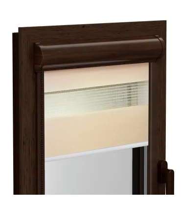 Roleta Den a Noc v hliníkové hnědé kazetě Elite řada olše medová