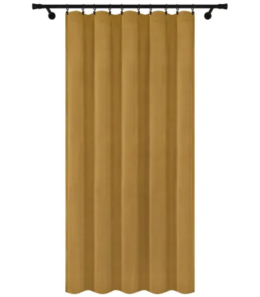 Velurový závěs na řasící pásce barva Hořčicová