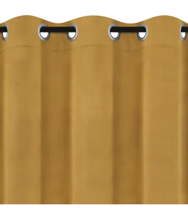 Velurový závěs s kroužky barva Hořčicová