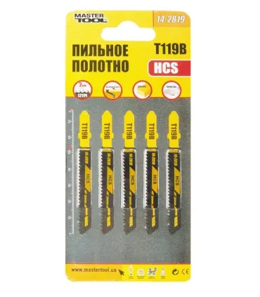 Plátky do přímočaré pily HCS MASTERTOOL na dřevo/ plast rychle rovné střih 12TPI/77 mm 5 ks 14-2819