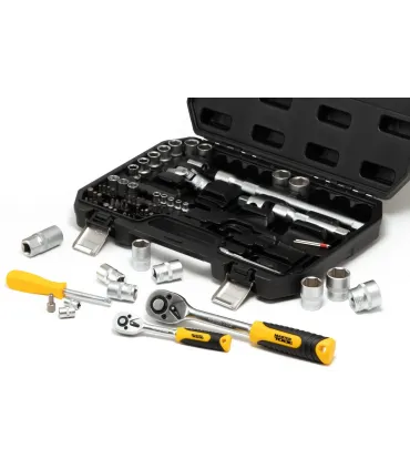 Sada nástrčných hlavic MASTERTOOL 1/4" - 1/2" CrV ráčna 72Т 72 ks 78-5072