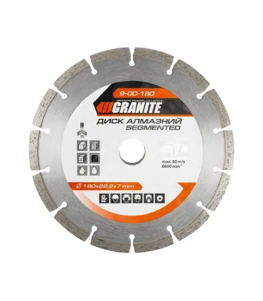 Kotouč diamantový GRANITE SEGMENTED 180*2,4 mm 22-24% 8600 ot./min 9-00-180