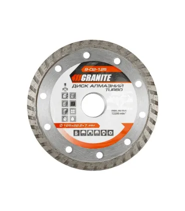Kotouč diamantový GRANITE TURBO 125*2,2 mm 22-24% 12200 ot./min 9-02-125