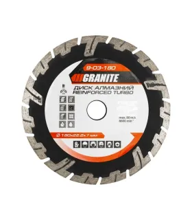 Kotouč diamantový GRANITE TURBO REINFORCED 180*2,6 mm 22-24% 8600 ot./min 9-03-180